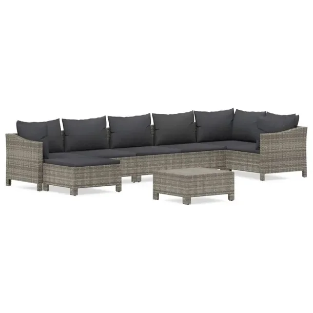 Modny zestaw wypoczynkowy do ogrodu, szary, rattan PE, stal, wymiary 63x63x