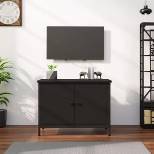 vidaXL Szafka TV z drzwiczkami, czarna, 60x35x45 cm - Szafki RTV - miniaturka - grafika 1
