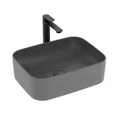 Umywalki - EMKE Umywalka nablatowa 50.5×38×15 cm, Prostokątna Umywalka ceramiczna łazienkowa, Matowy Ciemnoszary - miniaturka - grafika 1