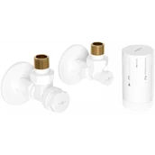 Zawory i kraniki - Mexen G05 zestaw termostatyczny kątowy z maskownicą R, biały - W901-958-904-20 - miniaturka - grafika 1