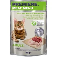 Mokra karma dla kotów - PREMIERE Meat Menu Adult Wolowina, indyk, królik 12x85 g - miniaturka - grafika 1