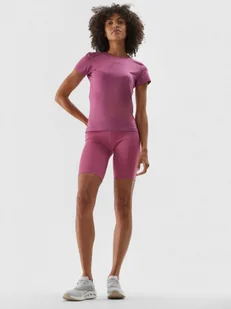 Damskie legginsy krótkie treningowe 4F 4FWAW24TFSTF012 - różowe - Spodenki damskie - miniaturka - grafika 1