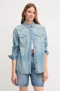 Tommy Hilfiger koszula jeansowa damska kolor niebieski regular z kołnierzykiem klasycznym WW0WW46486 - Koszule damskie - miniaturka - grafika 1