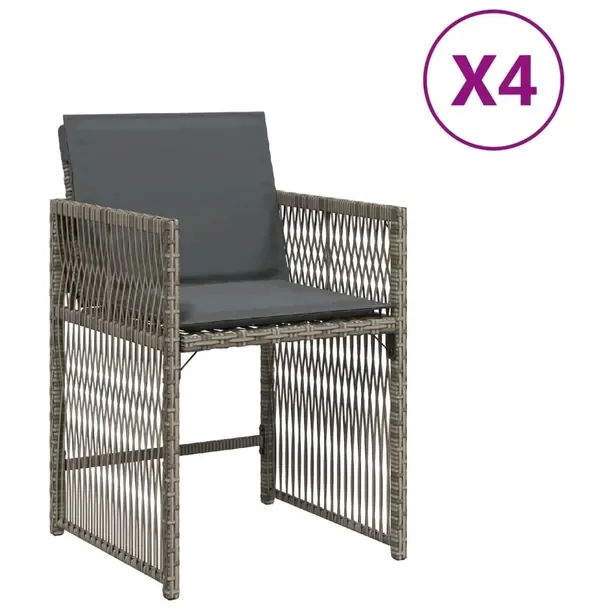 4x Krzesło Ogrodowe Fotel Z Poduszkami Rattan Komplet Na Taras Balkon Ogród