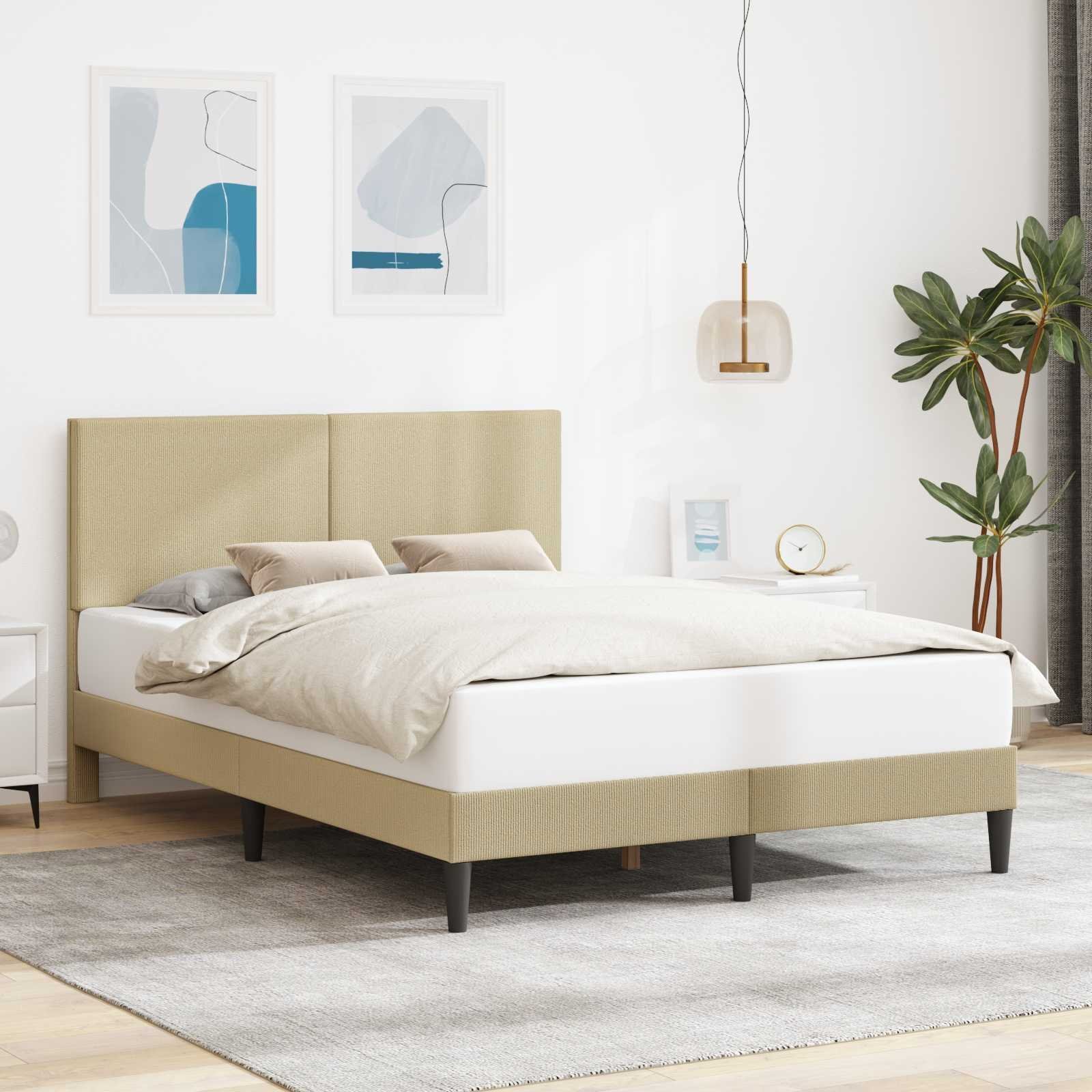 vidaXL vidaXL Ramka łóżka Jasnozielony szary 160 x 200 cm Tkanina sztruksowa
