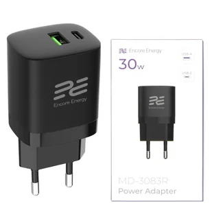 Ładowarka sieciowa Encore Energy PD 3.0 Quick Charge 4.0 USB-A USB-C 30W adapter MD-3083R - Ładowarki do telefonów - miniaturka - grafika 1