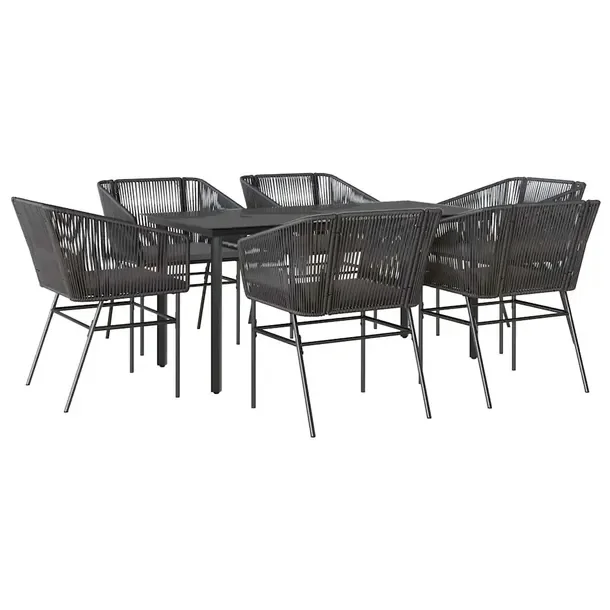 Zestaw mebli ogrodowych czarny, stół 160x80x74 cm, krzesło 63x63x83 cm