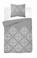 Pościel - Pościel satynowa 140x200 Szara z geometrycznym wzorem – nowoczesna klasyka, 100% bawełna - Home Satin - miniaturka - grafika 1