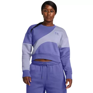 Damska bluza dresowa nierozpinana bez kaptura Under Armour Essential Fleece Crop Crew - fioletowa - UNDER ARMOUR - Bluzy sportowe damskie - miniaturka - grafika 1