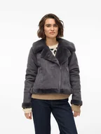 Kurtki damskie - Vero Moda Kurtka "Peggy" w kolorze szarym ze skóry syntetycznej - miniaturka - grafika 1