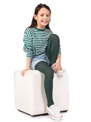 Rajstopy - Rajstopy dziecięce mikrofibra gładkie butelkowa zieleń 40 DEN 128-134 - miniaturka - grafika 1