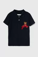 Koszulki dla chłopców - Guess polo bawełniane dziecięce kolor granatowy z aplikacją - miniaturka - grafika 1