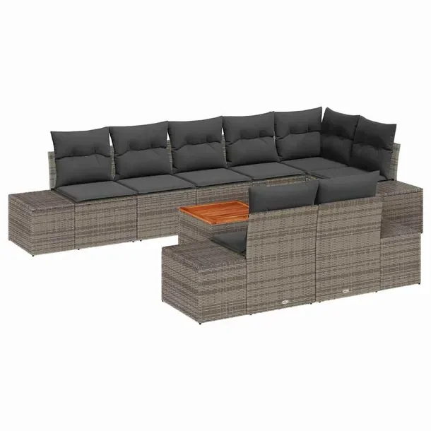 Zestaw Mebli Ogrodowych Rattan PE i Stal, Szary, 55x55x37 cm
