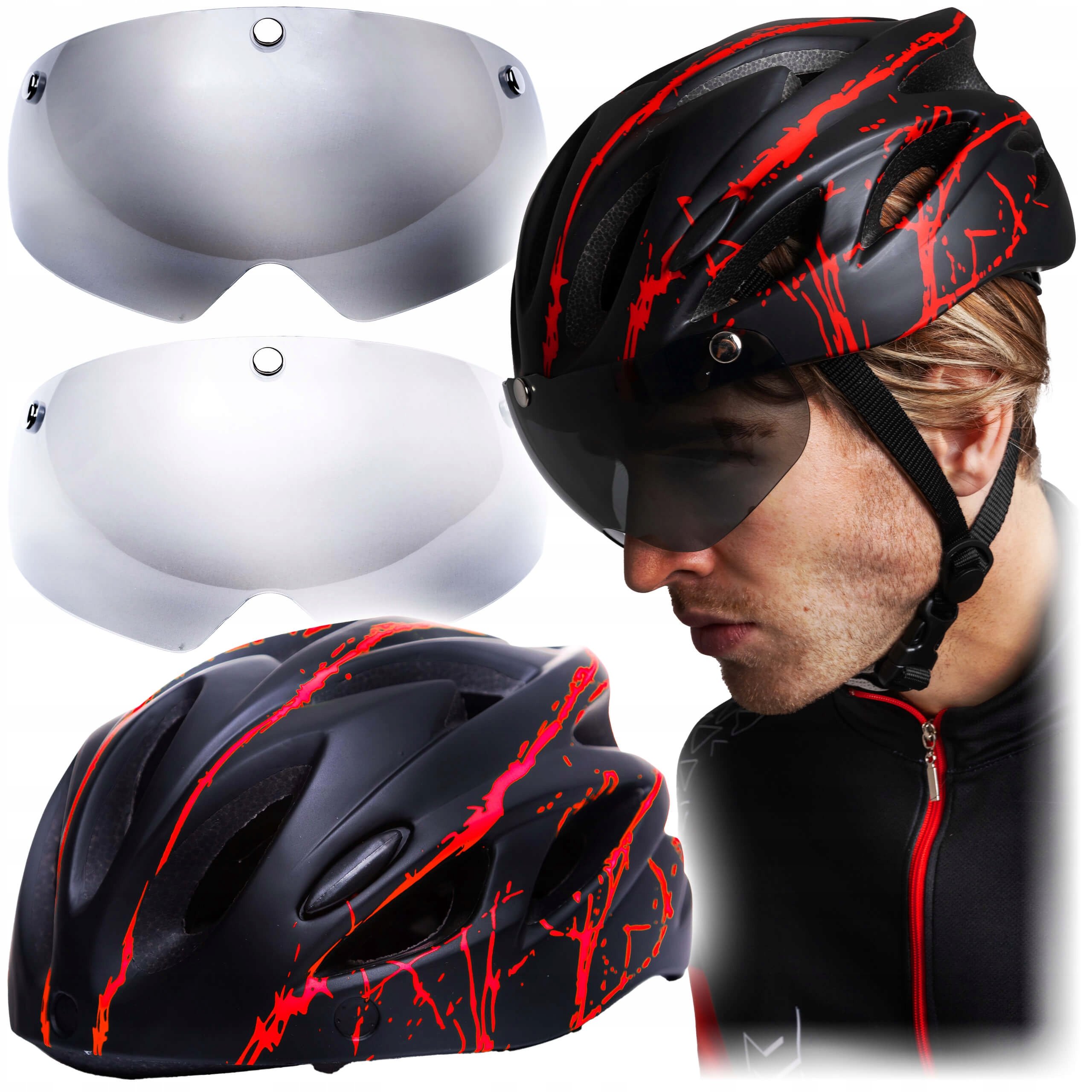 Kask Rowerowy męski damski Lekki Regulowany czarny na rower rolki 54-62 cm