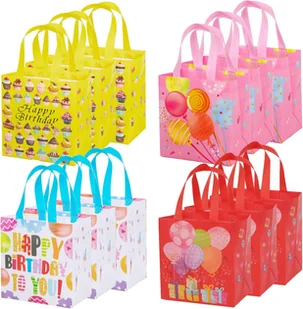 TORBA PREZENTOWA NA URODZINY DLA DZIECI NA SŁODYCZE PREZENTY 4 wzory 12 szt - Akcesoria do pakowania - miniaturka - grafika 1