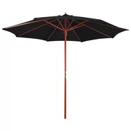 Parasole ogrodowe - vidaXL Parasol ogrodowy na drewnianym słupku, 300x258 cm, czarny vidaXL - miniaturka - grafika 1
