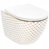 Miski WC - Rea Misa WC podwieszana Carlos Flat Diamond Gold C5100 - miniaturka - grafika 1