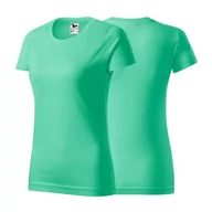 Koszulki i topy damskie - Koszulka miętowa z krótkim rękawem z logo a sercu i plecach damska z nadrukiem logo firmy 160g BASIC134 kolor 95 koszulka krótki rękaw - miniaturka - grafika 1