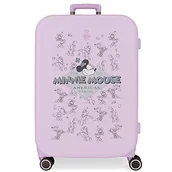 Walizki - Disney Minnie Happiness Walizka średniej wielkości Fioletowy 48x70x28 cms Twarde mocowanie ABS Wbudowany 79l 4,32 kg 4 Koła Podwójne, Fioletowy, Maleta mediana, średnia walizka - miniaturka - grafika 1