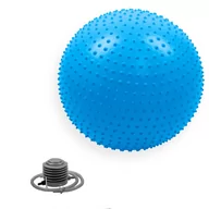 Piłki do ćwiczeń - SportVida Piłka gimnastyczna masująca z wypustkami 65 cm niebieska z pompką - miniaturka - grafika 1