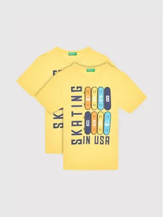 Koszulki dla chłopców - Benetton United Colors Of T-Shirt 3096C155I Żółty Regular Fit - grafika 1