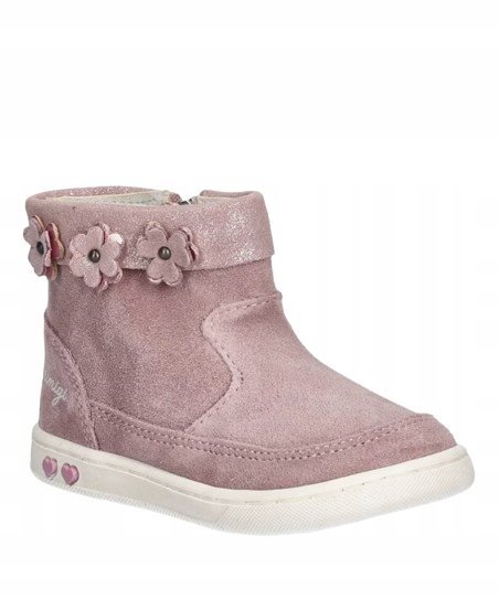 PRIMIGI RÓŻOWE BOTKI DZIEWCZĘCE Z KWIATOWĄ OZDOBĄ I ZAPIĘCIEM 18 J0A