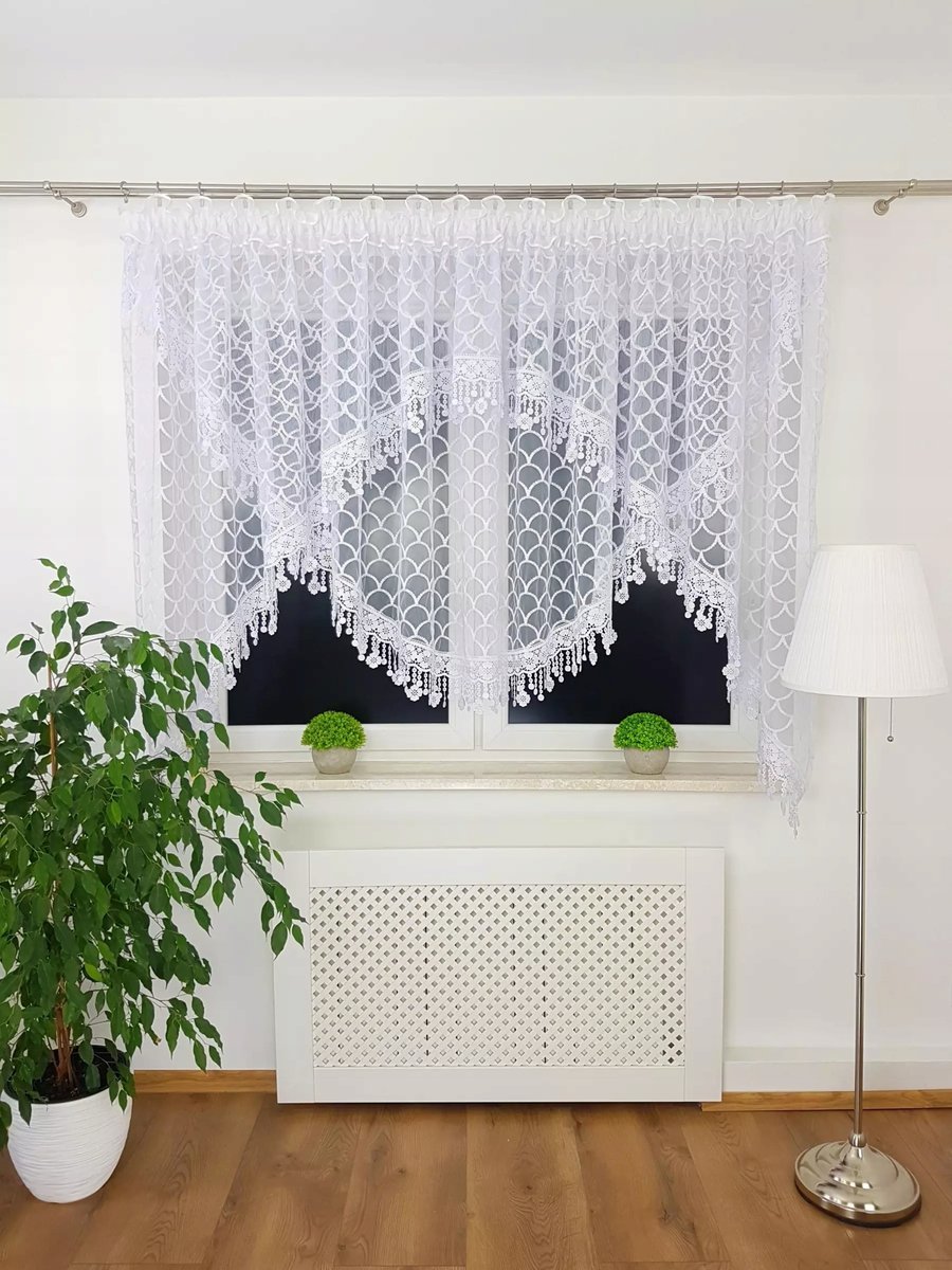 DWUWARSTWOWA FIRANA Z GIPIURĄ FIRANKI BIAŁE Z MARKIZETY DO SALONU 400/160