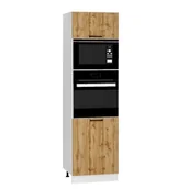 Szafki kuchenne - Szafka pod piekarnik i mikrofalę 60 BONO D60 PK MV/2133 P/L dąb złoty - miniaturka - grafika 1