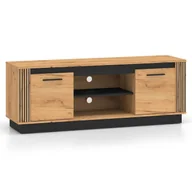 Szafki RTV - Szafka RTV z lamelami URSO 08 Dąb craft złoty, czarny - miniaturka - grafika 1