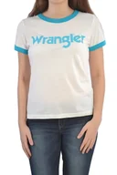 Koszulki i topy damskie - WRANGLER RINGER TEE OFF WHITE LOGO T-SHIRT DAMSKI - miniaturka - grafika 1