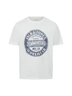Koszulki męskie - Jack & Jones Koszulka męska - JJJeans Tee Mężczyźni Bawełna biały nadruk, S - miniaturka - grafika 1