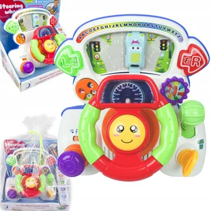 INTERAKTYWNA KIEROWNICA MUZYCZNA 4 TRYBY ZABAWY ŚWIATŁA DŹWIĘKI DUŻA - Zabawki interaktywne dla dzieci - miniaturka - grafika 1