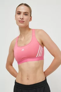Bielizna sportowa damska - adidas Performance biustonosz sportowy Powerreact kolor różowy - grafika 1
