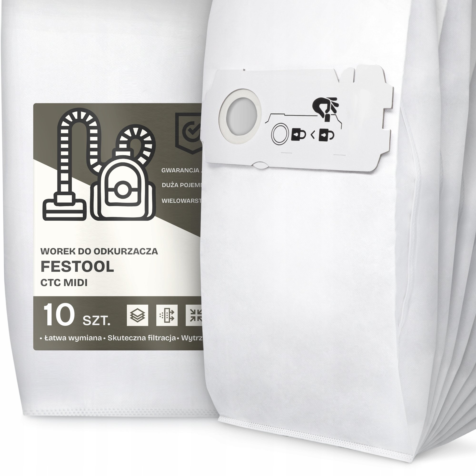 10x Worek do Odkurzacza Festool Ctc MIDI Syntetyczny Tekstylny Worki G9-W