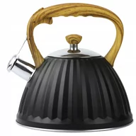 Czajniki na gaz - CZAJNIK na GAZ CZAJNIK z GWIZDKIEM POKRYWĄ 3L STAL INDUKCJA CZARNY - miniaturka - grafika 1