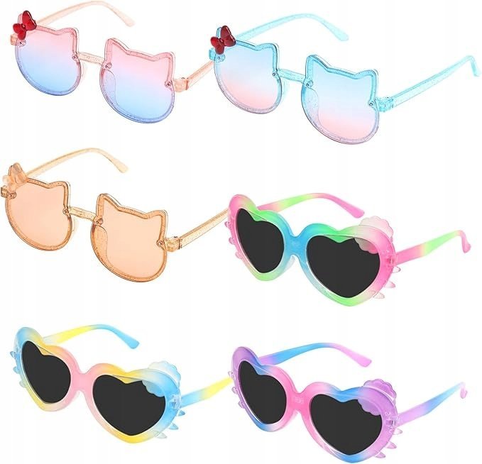 OKULARY PRZECIWSŁONECZNE DLA DZIECI KOTKI ZESTAW 6 SZTUK UV400