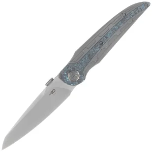 Nóż składany Bestech Prydwen Dark Grey Titanium/Blue Marbled Carbon Fiber, Bead Blasted/Satin MagnaCut by Kombou (BT2409C) - Noże - miniaturka - grafika 1