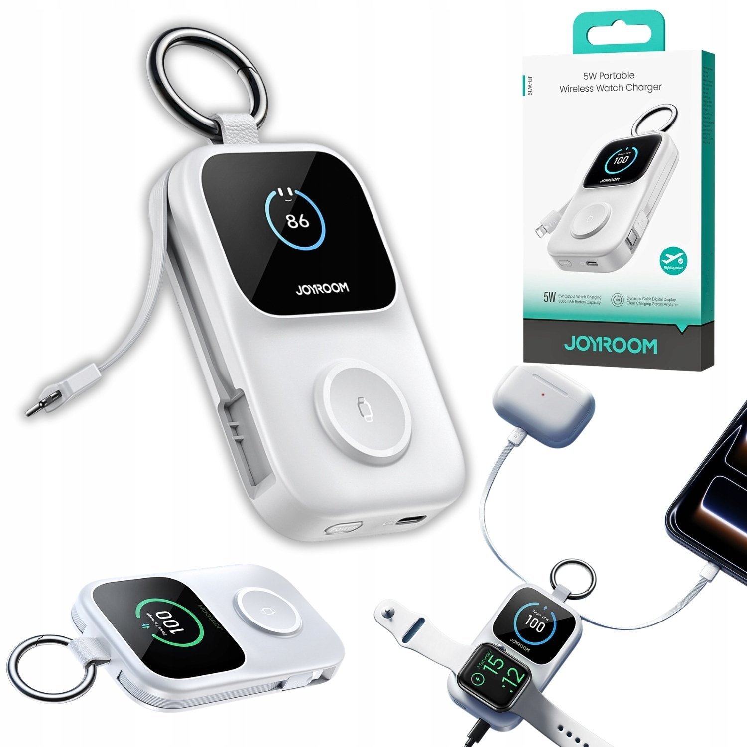 Joyroom JR-W19 5000 mAh z ładowaniem bezprzewodowym zegarka 5 W Biały