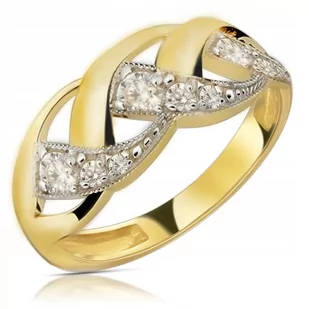 Złoty Pierścionek Zaręczynowy Cyrkonia 333 8k R22 - Obrączki ślubne - miniaturka - grafika 1