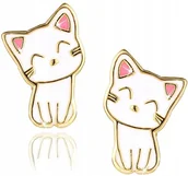 Biżuteria dla dzieci - ZŁOTE KOLCZYKI DLA DZIEWCZYNKI KOTKI GRAWER - miniaturka - grafika 1