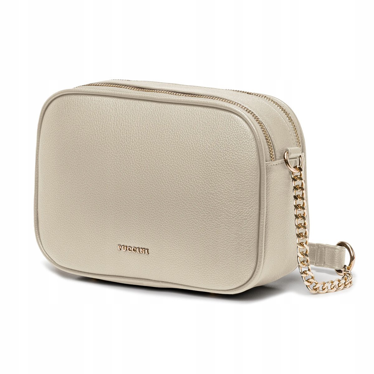 Torebka Damska Crossbody Prostokątna PUCCINI Z Łańcuszkiem Beż BML058M-6A