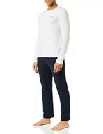 Spodenki męskie - Tommy Hilfiger Męskie spodnie LS Jersey zestaw piżama, białe/pustynne niebo, XL - miniaturka - grafika 1