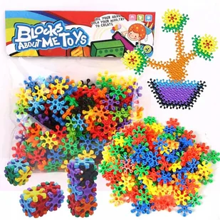 KLOCKI KONSTRUKCYJNE edukacyjne gwiazdki śnieżynki zębatki Zestaw 218 el. - Klocki - miniaturka - grafika 1