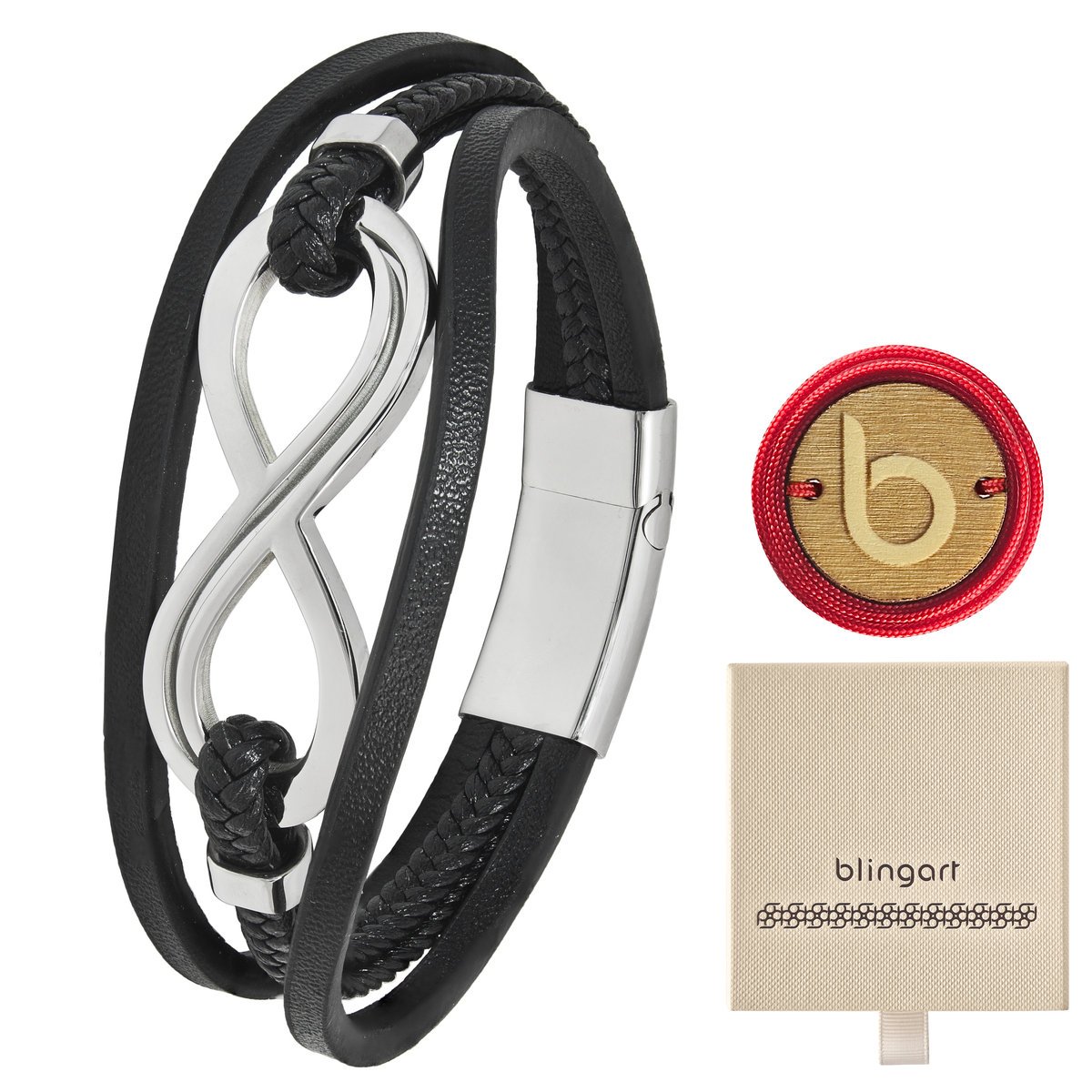 Bransoletka skórzana damska męska nieskończoność