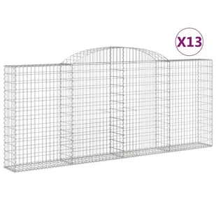 vidaXL Kosze gabionowe, 13 szt, 300x30x120/140cm, galwanizowane żelazo - Ogrodzenia - miniaturka - grafika 3