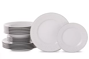 Zestaw obiadowy porcelana 18 elementów biały wzór dla 6 os. AMELIA CARMEN Konsimo - Talerze - miniaturka - grafika 1