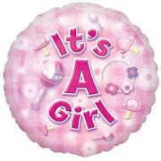 Balony i akcesoria - Amscan Balon foliowy "Its a Girl", różowy, 18" RND 25918 - miniaturka - grafika 1