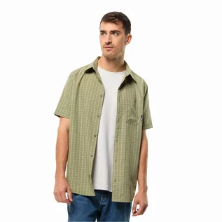 Koszule męskie - Męska koszula z krótkim rękawem Jack Wolfskin EL DORADO SHIRT MEN bay leaf check - S - grafika 1