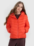 Kurtki i kamizelki sportowe męskie - 4F Kurtka puchowa z wypełnieniem syntetycznym chłopięca - czerwona 122 (6-7 lat) - miniaturka - grafika 1