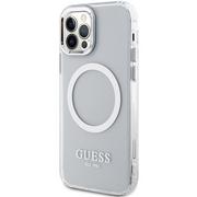 Etui i futerały do telefonów - Guess GUHMP12MHTRMS iPhone 12/12 Pro 6.1" srebrny/silver hard case Metal Outline Magsafe - miniaturka - grafika 1